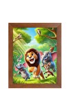 AI Funny AI Funny Lion and elephant & birds Art Picture for Kids Art Picture for Kids - 10x14 inches, Brown Color - Perfect Wall Decor for Children's Room
