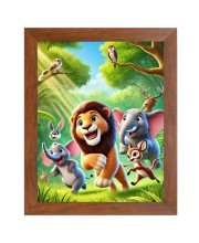 AI Funny AI Funny Lion and elephant & birds Art Picture for Kids Art Picture for Kids - 10x14 inches, Brown Color - Perfect Wall Decor for Children's Room
