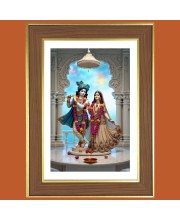 Radha and Krishna Photo Frame  10x14 Inches-Brown Wooden Frame for Home , Office & Temple Decoration and Gifting