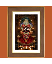 Lord Jagannath  Photo Frame  10x14 Inches-Brown Wooden Frame for Home , Office & Temple Decoration and Gifting
