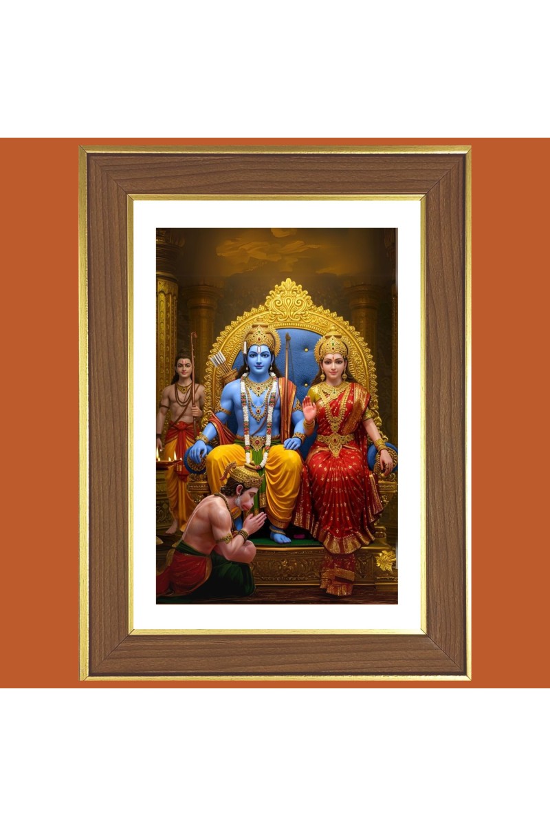 Sita ram Photo Frame  10x14 Inches-Brown Wooden Frame for Home , Office & Temple Decoration and Gifting