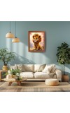 AI Funny AI Funny Cute Lion Art Picture for Kids Art Picture for Kids - 10x14 inches, Brown Color - Perfect Wall Decor for Children's Room