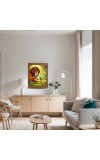 AI Funny AI Funny Lion with bird Art Picture for Kids Art Picture for Kids - 10x14 inches, Brown Color - Perfect Wall Decor for Children's Room