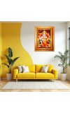 Lord Ganesha Golden Designer Photo Frame | 10x14 Inch Religious Wall Hanging Frame for Home & Office Decoration | Hindu Deity Spiritual Gift Item