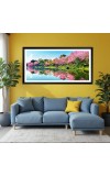 Nature Landscape Floating Frame Scenery Digital Print - 12x24 inch Modern Nature Wall Art for Living Room, Bedroom, Office, Hotels, Drawing Room