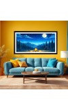 Nature Landscape Floating Frame Scenery Digital Print - 12x24 inch Modern Nature Wall Art for Living Room, Bedroom, Office, Hotels, Drawing Room