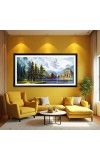 Nature Landscape Floating Frame Scenery Digital Print - 12x24 inch Modern Nature Wall Art for Living Room, Bedroom, Office, Hotels, Drawing Room