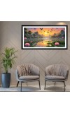 Nature Landscape Floating Frame Scenery Digital Print - 12x24 inch Modern Nature Wall Art for Living Room, Bedroom, Office, Hotels, Drawing Room