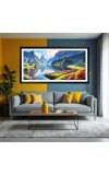 Nature Landscape Floating Frame Scenery Digital Print - 12x24 inch Modern Nature Wall Art for Living Room, Bedroom, Office, Hotels, Drawing Room
