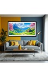 Nature Landscape Floating Frame Scenery Digital Print - 12x24 inch Modern Nature Wall Art for Living Room, Bedroom, Office, Hotels, Drawing Room