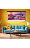 Nature Landscape Floating Frame Scenery Digital Print - 12x24 inch Modern Nature Wall Art for Living Room, Bedroom, Office, Hotels, Drawing Room