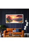 Nature Landscape Floating Frame Scenery Digital Print - 12x24 inch Modern Nature Wall Art for Living Room, Bedroom, Office, Hotels, Drawing Room