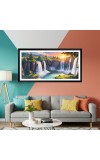 Nature Landscape Floating Frame Scenery Digital Print - 12x24 inch Modern Nature Wall Art for Living Room, Bedroom, Office, Hotels, Drawing Room