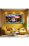 Nature Landscape Floating Frame Scenery Digital Print - 12x24 inch Modern Nature Wall Art for Living Room, Bedroom, Office, Hotels, Drawing Room