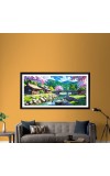 Nature Landscape Floating Frame Scenery Digital Print - 12x24 inch Modern Nature Wall Art for Living Room, Bedroom, Office, Hotels, Drawing Room
