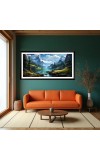 Nature Landscape Floating Frame Scenery Digital Print - 12x24 inch Modern Nature Wall Art for Living Room, Bedroom, Office, Hotels, Drawing Room