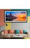 Nature Landscape Floating Frame Scenery Digital Print - 12x24 inch Modern Nature Wall Art for Living Room, Bedroom, Office, Hotels, Drawing Room