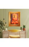 Swami Vivekananda Golden Designer Photo Frame | 10x14 Inch Religious Wall Hanging Frame for Home & Office Decoration | Hindu Deity Spiritual Gift Item