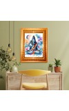 Lord shiva Golden Designer Photo Frame | 10x14 Inch Religious Wall Hanging Frame for Home & Office Decoration | Hindu Deity Spiritual Gift Item