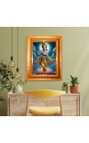 Divine krishna Golden Designer Photo Frame | 10x14 Inch Religious Wall Hanging Frame for Home & Office Decoration | Hindu Deity Spiritual Gift Item