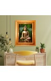 Lordb buddha Golden Designer Photo Frame | 10x14 Inch Religious Wall Hanging Frame for Home & Office Decoration | Hindu Deity Spiritual Gift Item