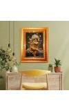Divine krishna Golden Designer Photo Frame | 10x14 Inch Religious Wall Hanging Frame for Home & Office Decoration | Hindu Deity Spiritual Gift Item