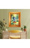 Divine little krishna Golden Designer Photo Frame | 10x14 Inch Religious Wall Hanging Frame for Home & Office Decoration | Hindu Deity Spiritual Gift Item