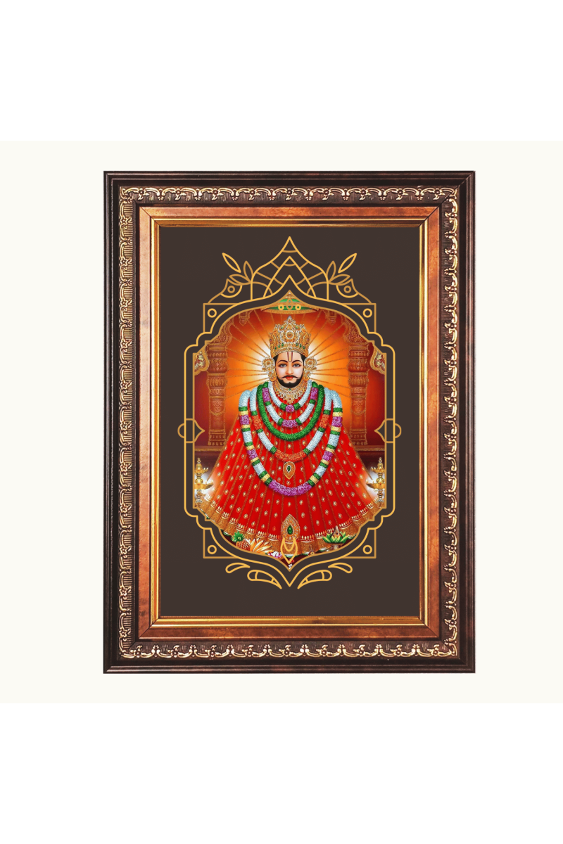 Sri Khatu Shyam Color Photo frame 10x14 Inch - Vibrant Religious Wall Art for Home ,Office Decor,Temple Decoration and Gifting.