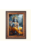 Sri Krishna Color Photo frame 10x14 Inch - Vibrant Religious Wall Art for Home ,Office Decor,Temple Decoration and Gifting.