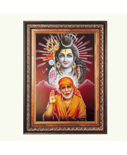 Sri Sai Baba and Sri Lord Shiva  Color Photo frame 10x14 Inch - Vibrant Religious Wall Art for Home ,Office Decor,Temple Decoration and Gifting.