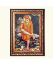 Sri Sai Baba Color Photo frame 10x14 Inch - Vibrant Religious Wall Art for Home ,Office Decor,Temple Decoration and Gifting.