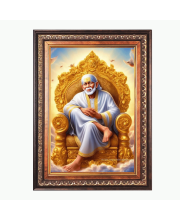 Sri Sai Baba Color Photo frame 10x14 Inch - Vibrant Religious Wall Art for Home ,Office Decor,Temple Decoration and Gifting.