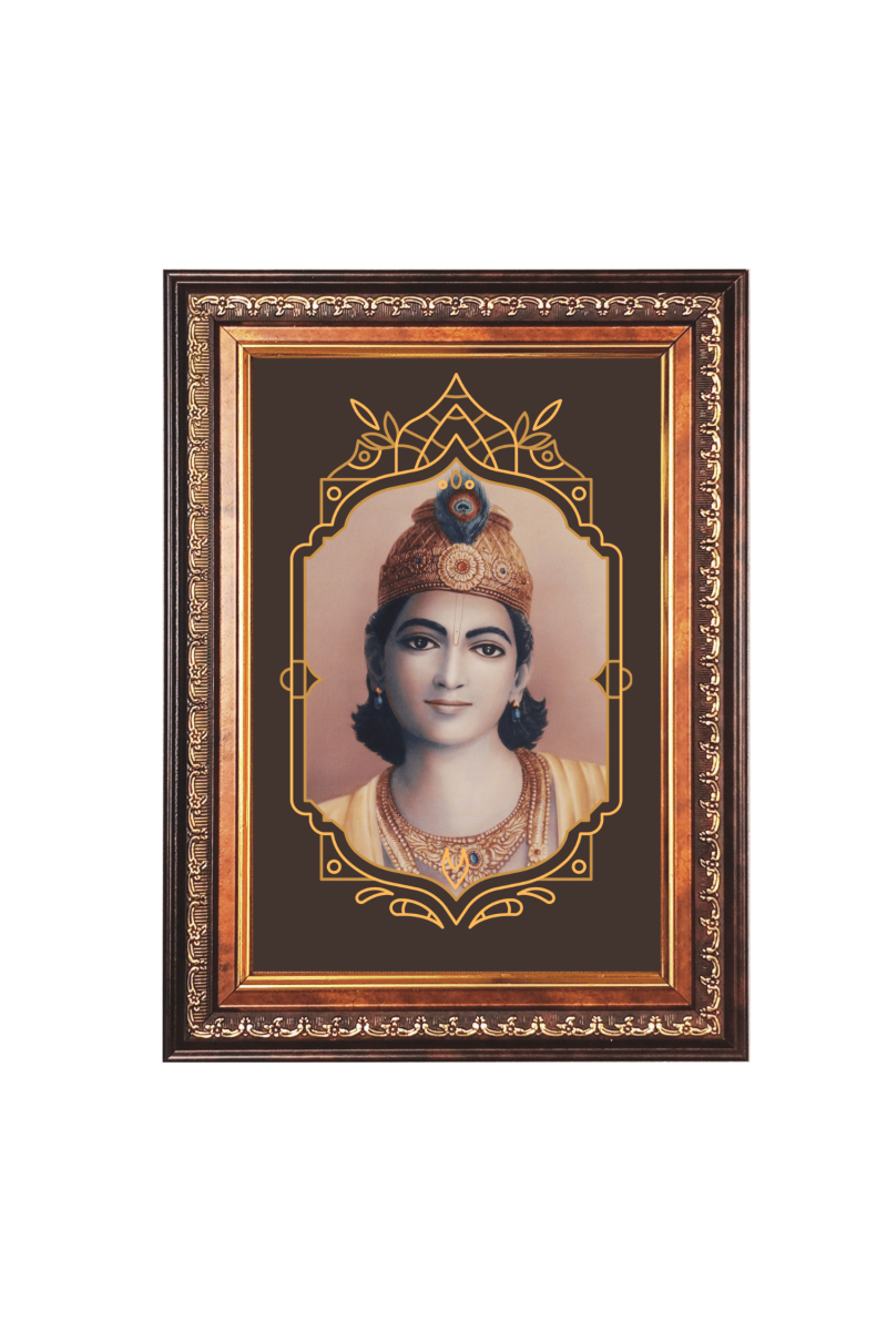 Sri Krishna Color Photo frame 10x14 Inch - Vibrant Religious Wall Art for Home ,Office Decor,Temple Decoration and Gifting.
