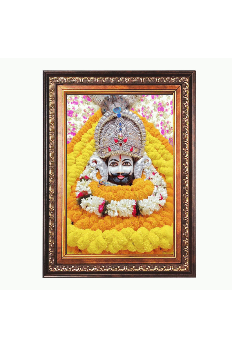 Sri Khatu Shyam Color Photo frame 10x14 Inch - Vibrant Religious Wall Art for Home ,Office Decor,Temple Decoration and Gifting.