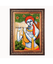 Sri Krishna Color Photo frame 10x14 Inch - Vibrant Religious Wall Art for Home ,Office Decor,Temple Decoration and Gifting.