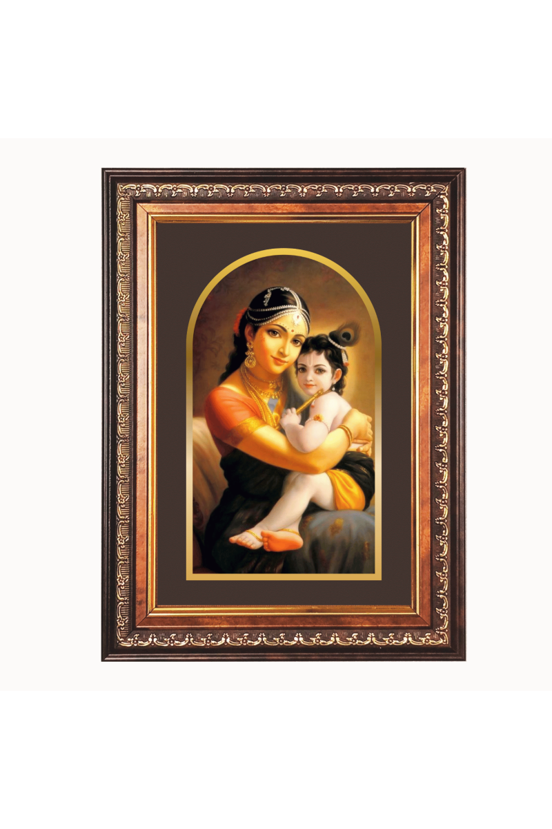 Sri Krishna Color Photo frame 10x14 Inch - Vibrant Religious Wall Art for Home ,Office Decor,Temple Decoration and Gifting.