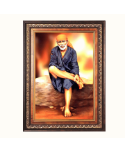 Sri Sai Baba Color Photo frame 10x14 Inch - Vibrant Religious Wall Art for Home ,Office Decor,Temple Decoration and Gifting.