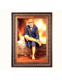 Sri Sai Baba Color Photo frame 10x14 Inch - Vibrant Religious Wall Art for Home ,Office Decor,Temple Decoration and Gifting.