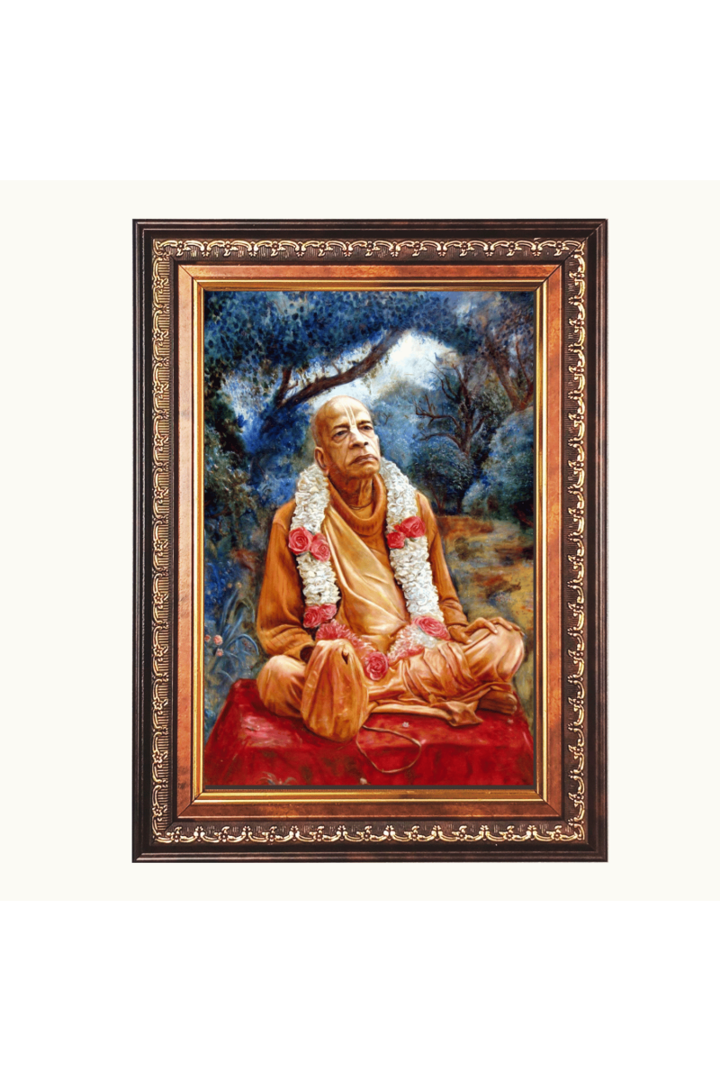 Shri Swami Prabhupada Color Photo frame 10x14 Inch - Vibrant Religious Wall Art for Home ,Office Decor,Temple Decoration and Gifting.