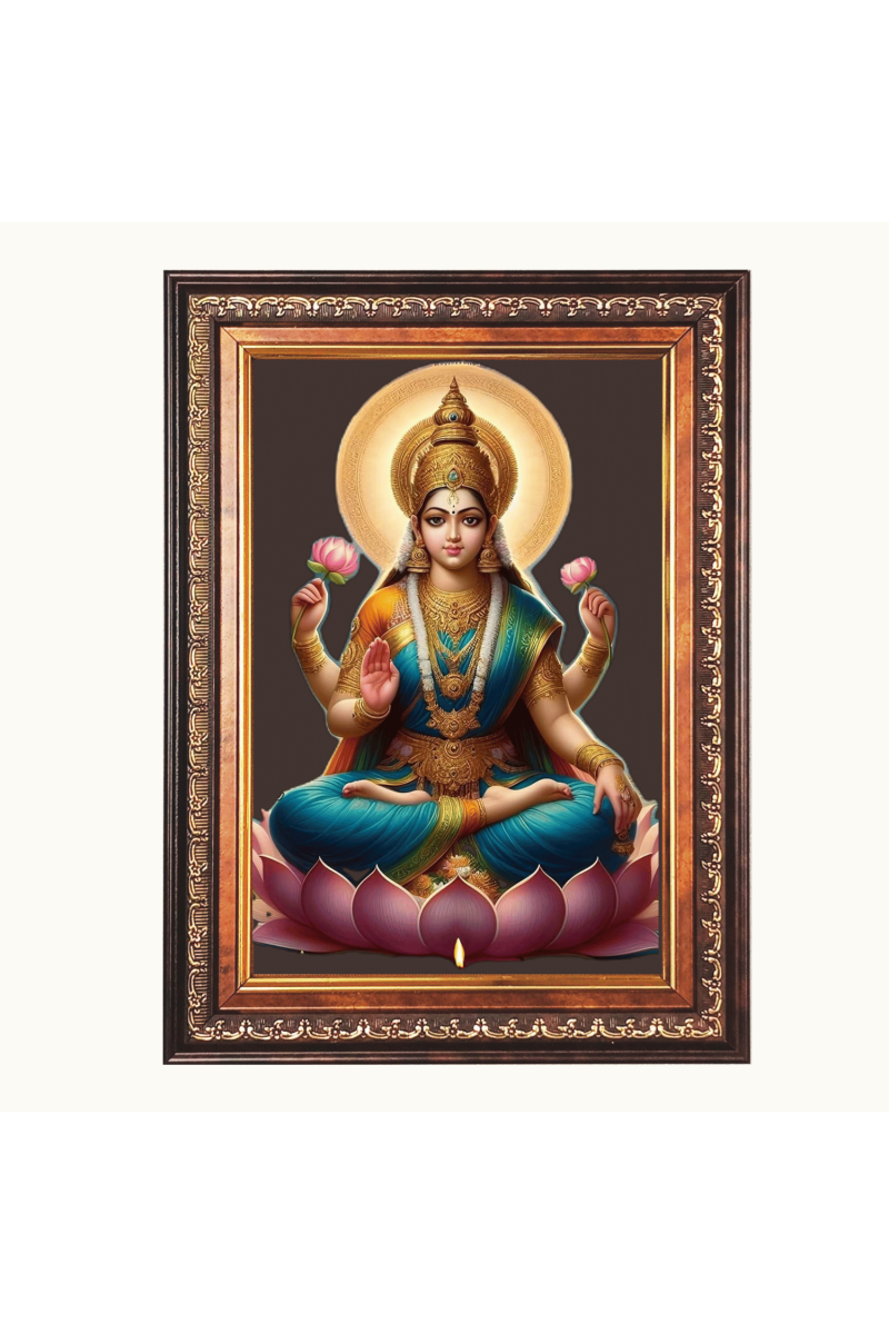Sri Laxmi  Color Photo frame 10x14 Inch - Vibrant Religious Wall Art for Home ,Office Decor,Temple Decoration and Gifting.