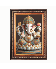 Sri Ganesh Color Photo frame 10x14 Inch - Vibrant Religious Wall Art for Home ,Office Decor,Temple Decoration and Gifting.