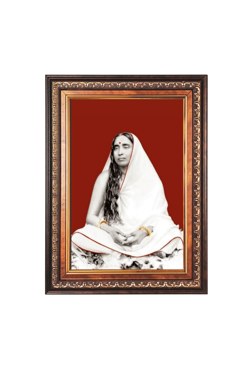 Sri Maa Sarada Devi Color Photo frame 10x14 Inch - Vibrant Religious Wall Art for Home ,Office Decor,Temple Decoration and Gifting.