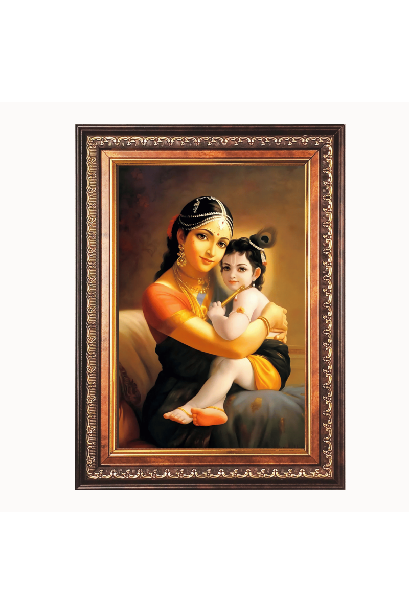 Shri Krishna Color Photo frame 10x14 Inch - Vibrant Religious Wall Art for Home ,Office Decor,Temple Decoration and Gifting.