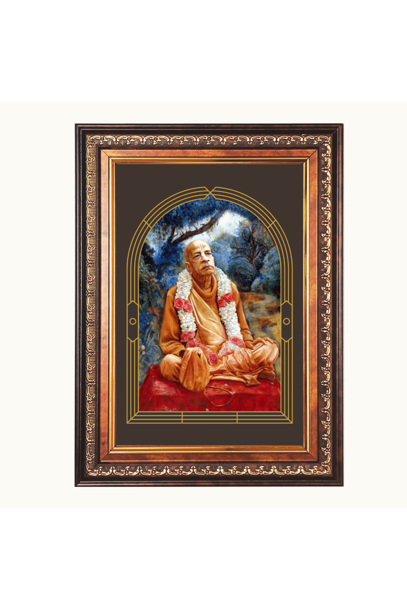 Shri Swami Prabhupada Color Photo frame 10x14 Inch - Vibrant Religious Wall Art for Home ,Office Decor,Temple Decoration and Gifting.