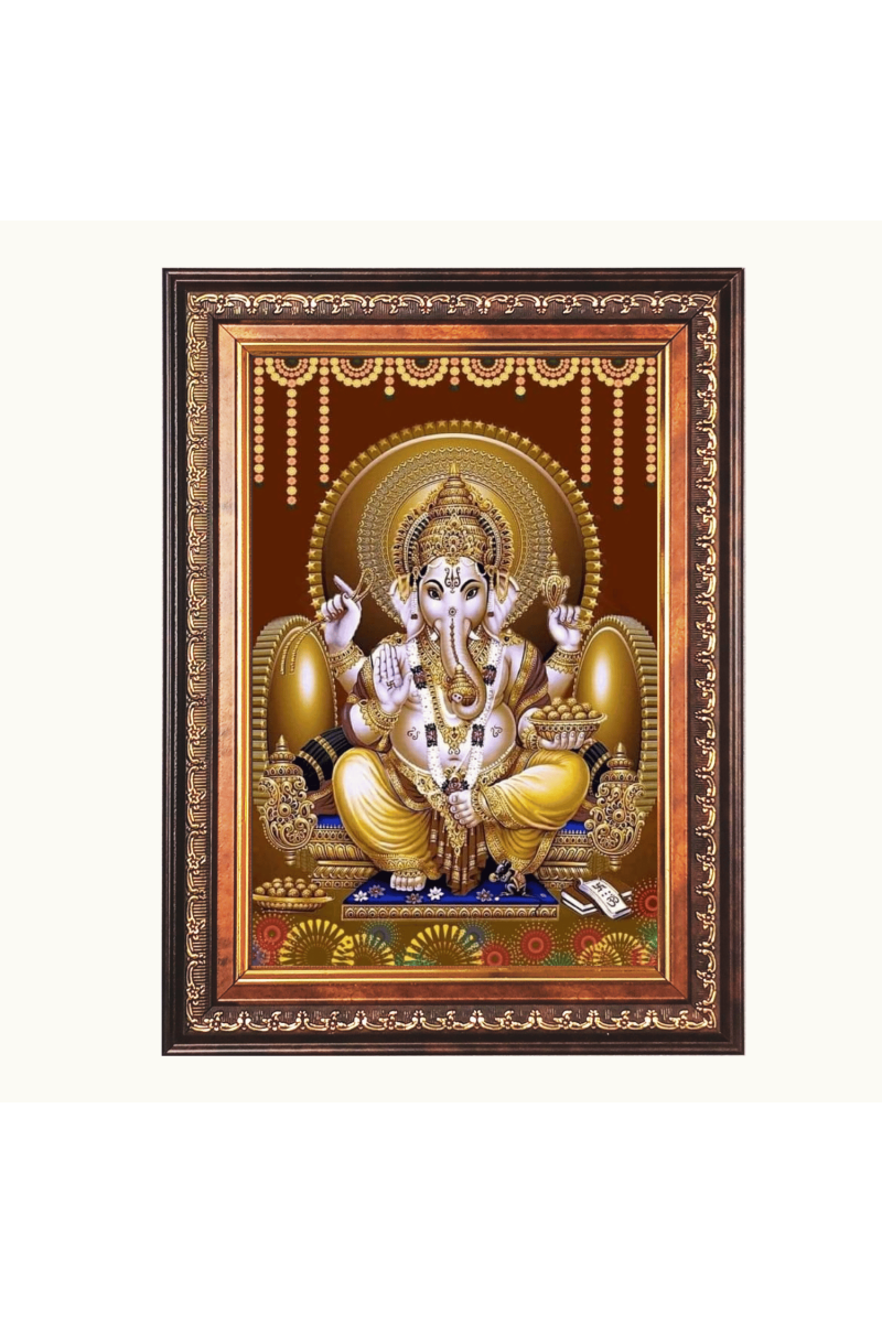 Sri Ganesh Color Photo frame 10x14 Inch - Vibrant Religious Wall Art for Home ,Office Decor,Temple Decoration and Gifting.