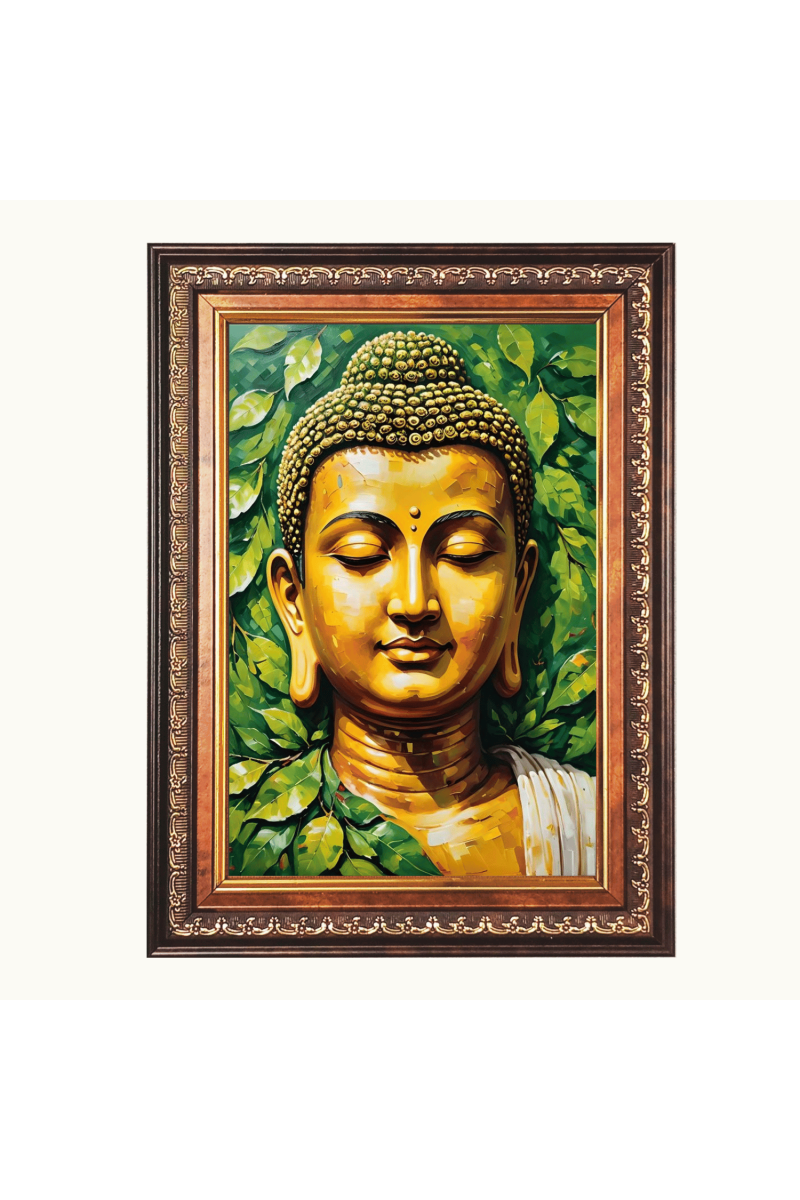 Lord Gautam Buddha Color Photo frame 10x14 Inch - Vibrant Religious Wall Art for Home ,Office Decor,Temple Decoration and Gifting.