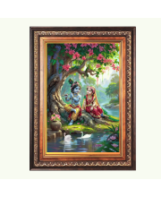 Sri Radha Krishna Color Photo frame 10x14 Inch - Vibrant Religious Wall Art for Home ,Office Decor,Temple Decoration and Gifting.