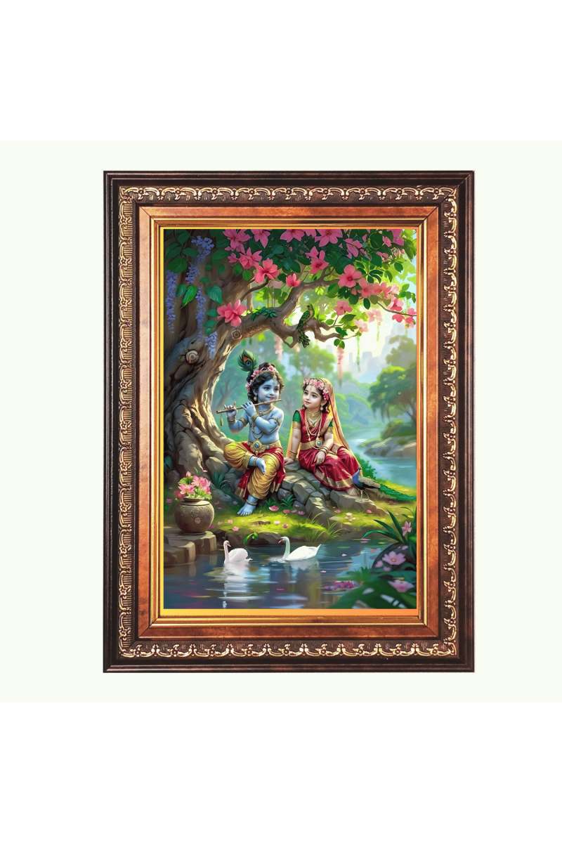 Sri Radha Krishna Color Photo frame 10x14 Inch - Vibrant Religious Wall Art for Home ,Office Decor,Temple Decoration and Gifting.