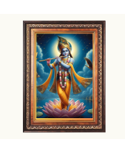 Sri Krishna Color Photo frame 10x14 Inch - Vibrant Religious Wall Art for Home ,Office Decor,Temple Decoration and Gifting.