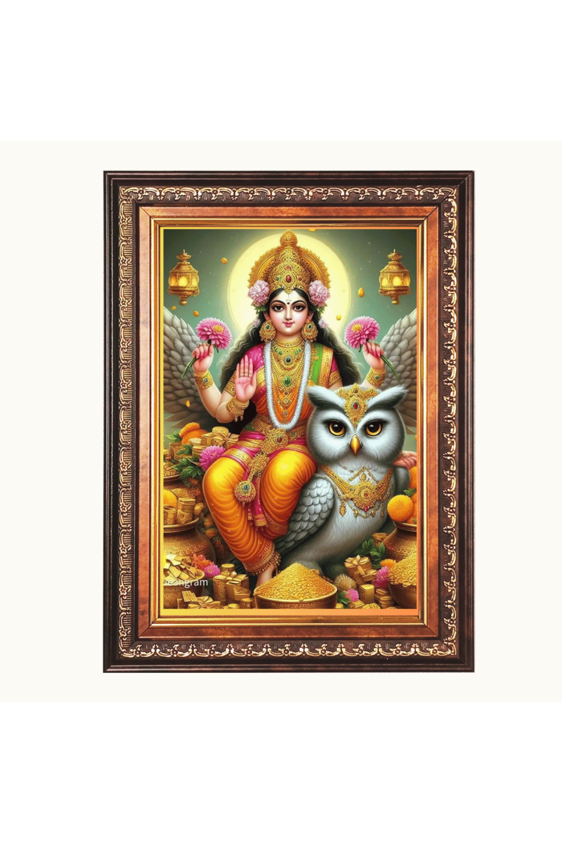 Shi Maa Laxmi Color Photo frame 10x14 Inch - Vibrant Religious Wall Art for Home ,Office Decor,Temple Decoration and Gifting.